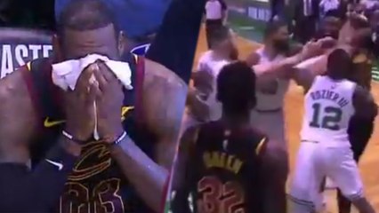 Watch: LeBron James GIVES UP From FATIGUE During Game 5, Marcus Morris & Larry Nance Fight