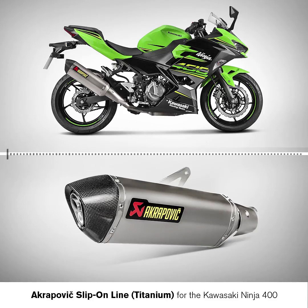 Hear the sweet sound of Akrapovič for the Kawasaki Ninja 400 that is over  30% lighter than stock! Read more: - video Dailymotion