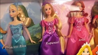 Disney Princess Collection 7 Doll Set With frozen Elsa & Anna 12 Unboxing, review by WD Toys