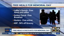 Discounts, freebies for veterans on Memorial Day