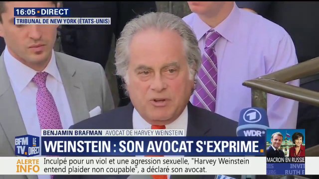 Harvey Weinstein va plaider non coupable , annonce son avocat