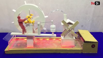 How To make Water wheel from Cardboard - DIY Water wheel