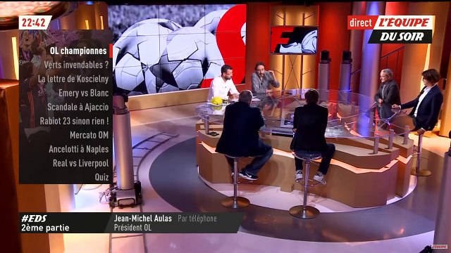 En direct sur l'Equipe TV, le ton monte fortement entre le journaliste Didier Roustan et le président de l'OL, Jean-Michel Aulas