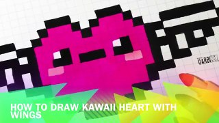 Handmade Pixel Art - How To Draw Kawaii Heart with Wings #pixelart #kawaii