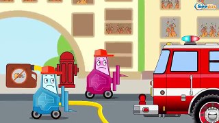 Camion de pompier Rouge - Dessin animé pour enfants