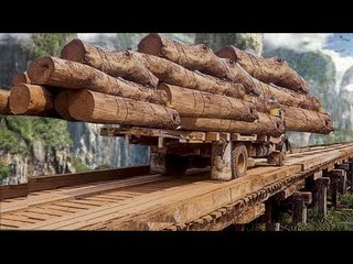 Over Size Logging Truck Crossing The Most Difficult Road To Drive On