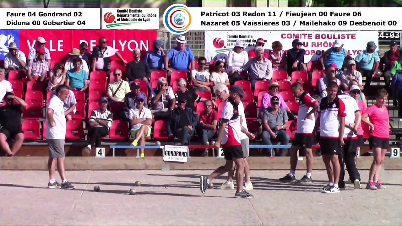 Barrages, 2ème phase M1 et quarts de finale F1, 106èmes Tournois Boulistes de Pentecôte, Lyon 2018