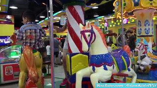 Ronzel and Ethan Playing a Mini Air Hockey Game + Mini Carousel and Bowling Arcade