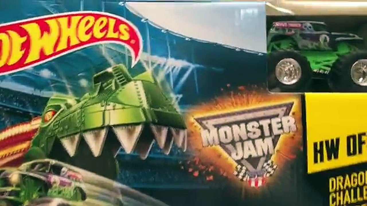 MONSTER JAM Dragon Blast Challenge Set Grave Digger Hot Wheels