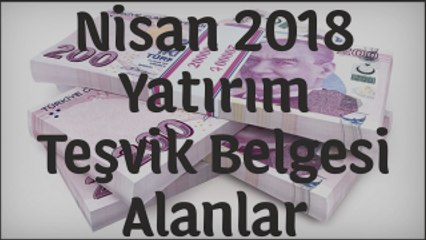Yatırım teşvik belgesi alan firmalar (Nisan 2018)