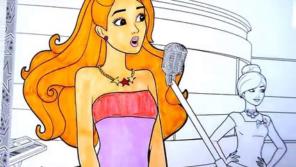 Rock N ROyals - Barbie Coloring page with Alphabet song and Nursery Rhymes Fun for kids