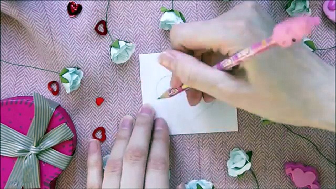 DIY наклейки без двухстороннего скотча открытки валентинки к 14 февраля