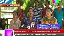 #NoMásTranques Jorge Luis Diaz, pdte. de la Asociación de Resistencia Nicaragüense de Campesinos y Agricultores, llaman a levantar los tranques.