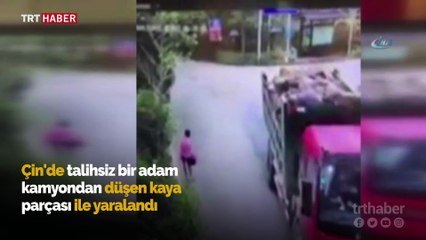 Talihsiz adam kamyondan düşen kaya parçası ile yaralandı
