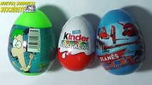 3 huevos sorpresa phineas y ferb, kinder de chocolate y aviones de disney con caramelos egg surprise