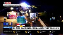 Drôme: Les premières images de l'accident d'un bus de supporters de rugby, cette nuit sur l'A7, qui a fait 3 morts et 8 blessés