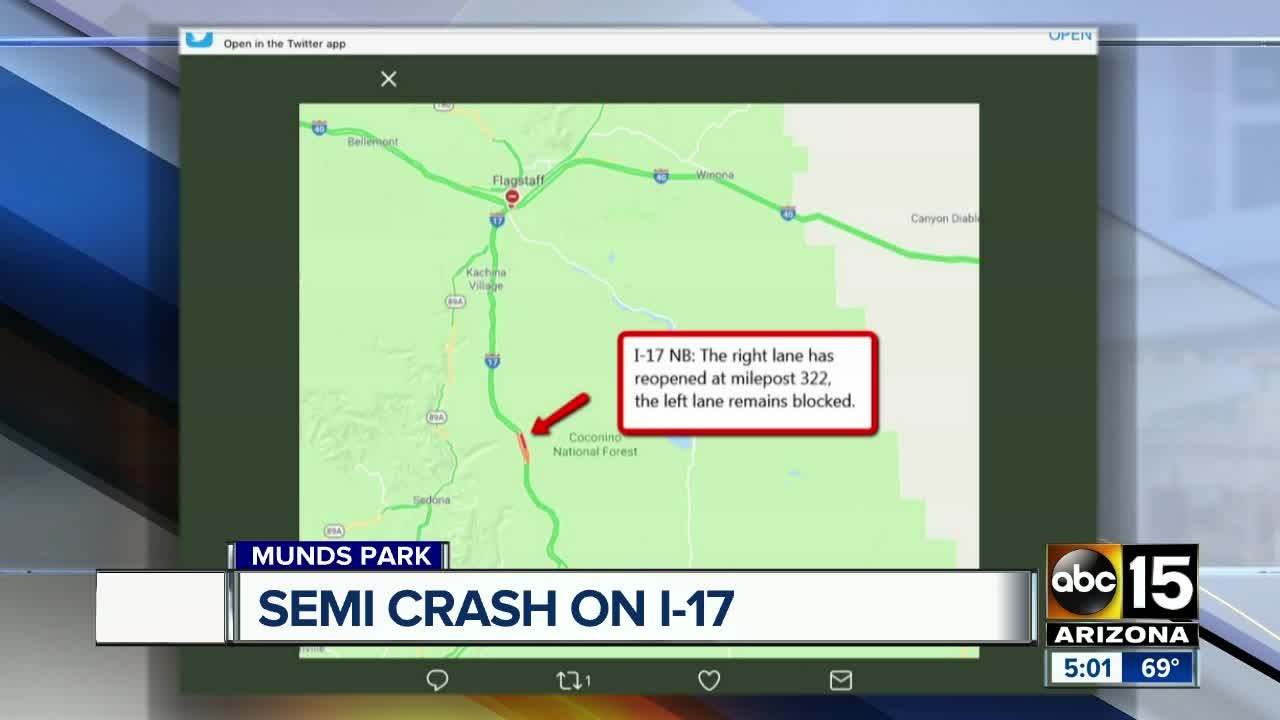 Semi-crash on I-17 causing traffic