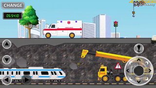 CONSTRUCTION WORLD - CITY RESCUE : Fire Truck, Ambulance, Crane, Train | Videos For KIDS