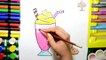 How to Draw Color Paint Milk Shake with Cookies Coloring Pages and Learn to Colors for Kids