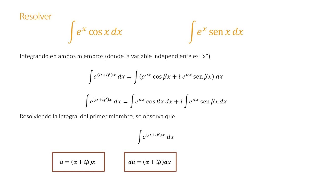 Solución de par de integrales exponencial y seno y coseno - Cálculo integral