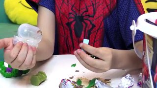 Homem Aranha e Hulk Abrem BALDE SURPRESA Massinha Play Doh Spiderman Surprise Eggs Kids Toys
