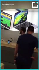 زبون غاضب يحطم متجر أبل