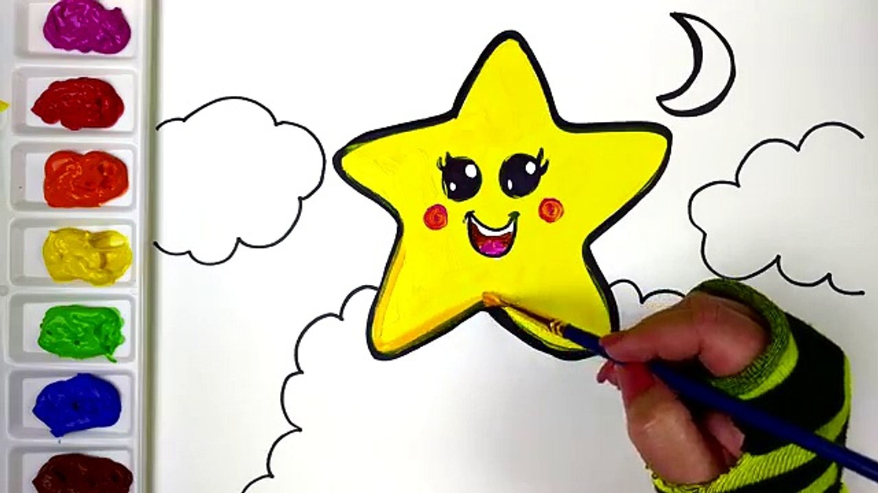 Coloring Happy Star Coloring Book, Drawing a Star for Kids