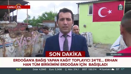 Kağıt satarak 2023 TL topladı, Cumhurbaşkanı Erdoğan için bağışladı