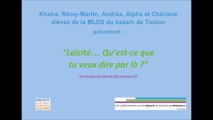 Prix Tous Unis dans la Laicité 2018 - La vidéo « Laïcité, qu'est-ce que tu veux dire par là !» de la MLDS (post 3ème) du collège Maurice Genevoix de Toulon