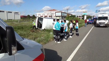 Çorlu D-100'de işçi servisi devrildi: 10 yaralı