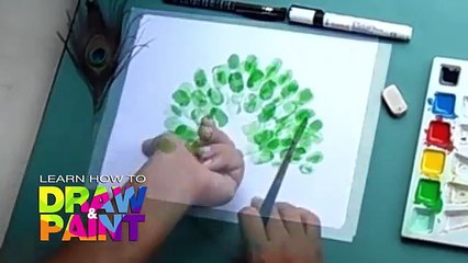 Learn how to draw and paint Thumb print peacock