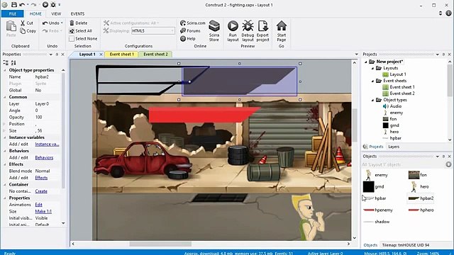 [Construct 2] Как создать игру: Файтинг - Урок 1 - Взаимодействие анимаций