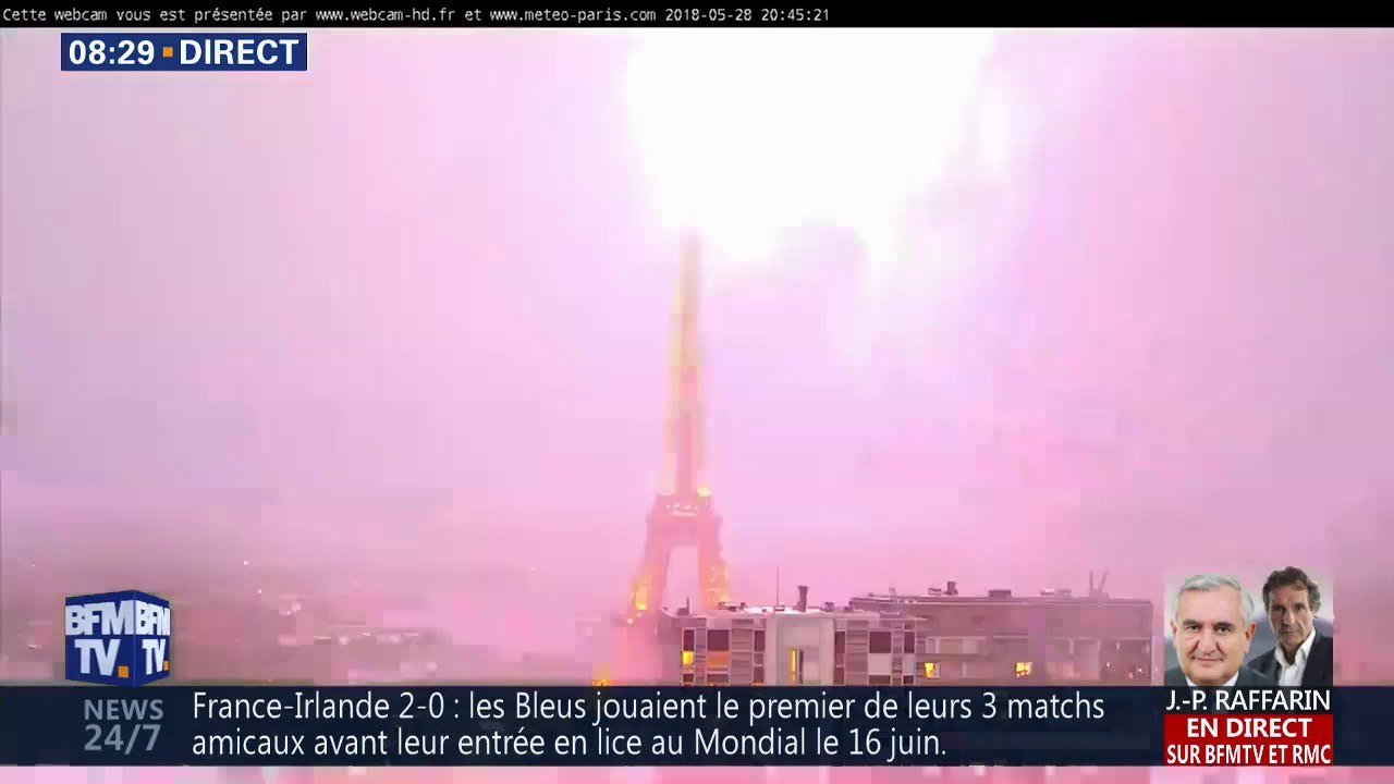 La tour Eiffel à nouveau foudroyée ce lundi soir ⚡