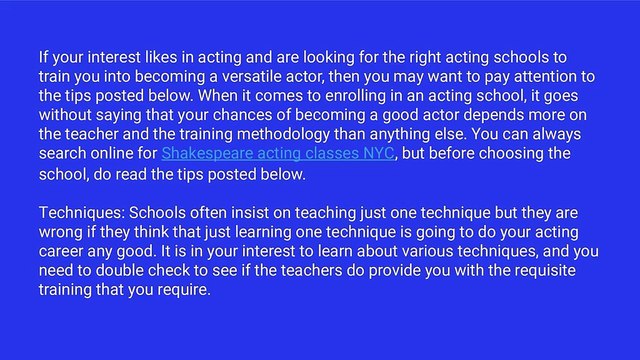 Must Know Tips for Picking the Right Acting School