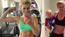 Tiffiny Hall shows off her washboard stomach and buff arms after shedding a whopping 25 KILOS since the birth of son Arnold