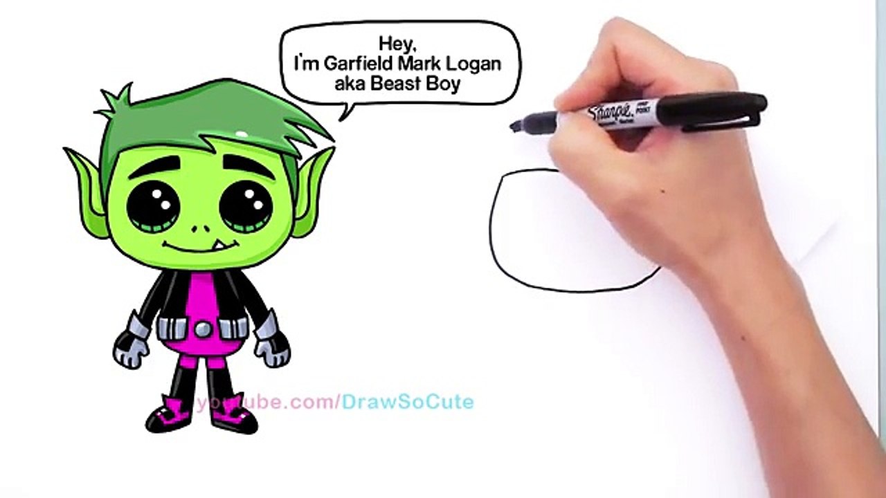 How to Draw Beast Boy from Teen Titans Go Cute step by step