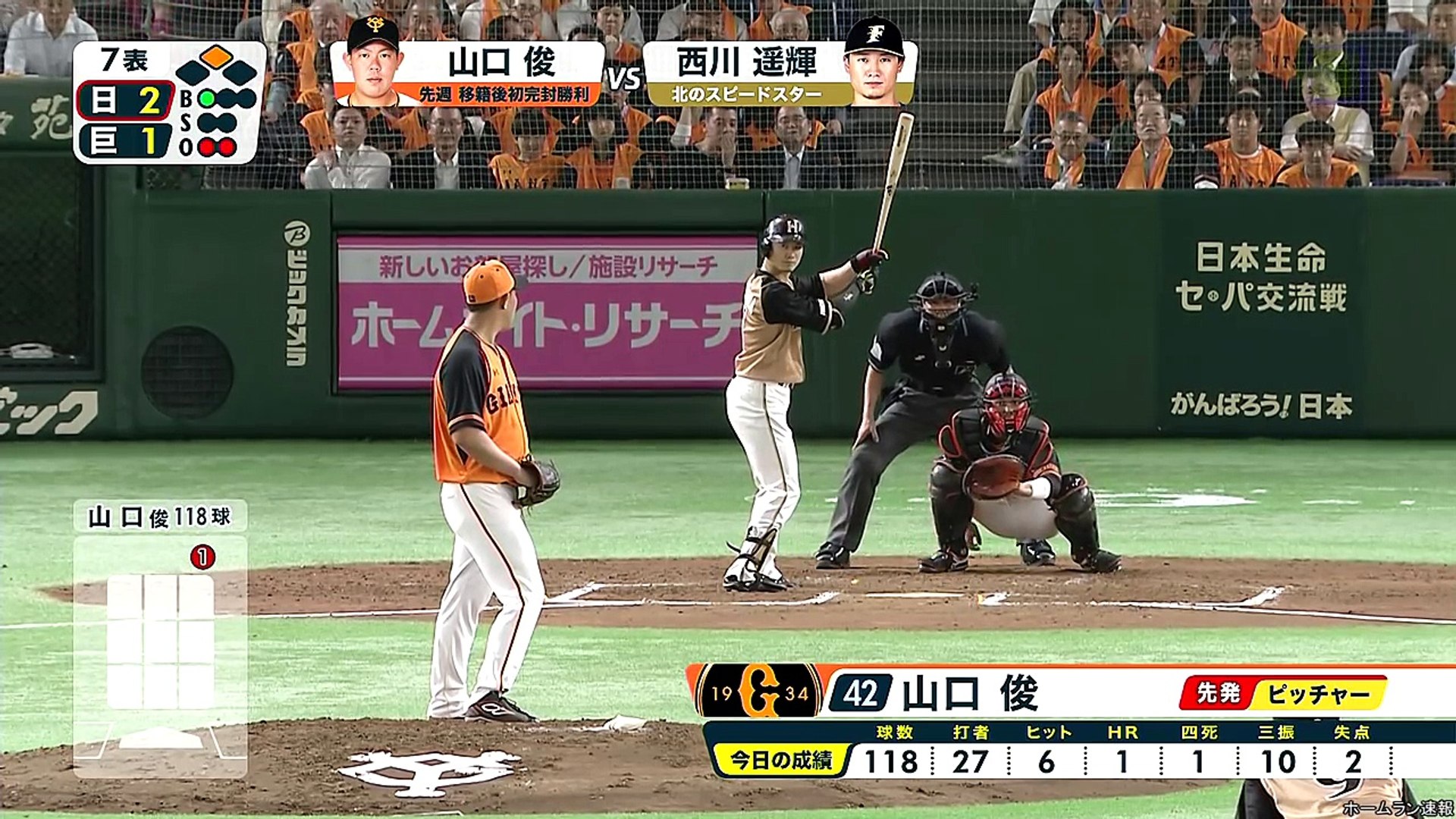 西川 遥輝 4号 2ラン ホームラン 18年5月29日 巨人vs日本ハム Dailymotion Video