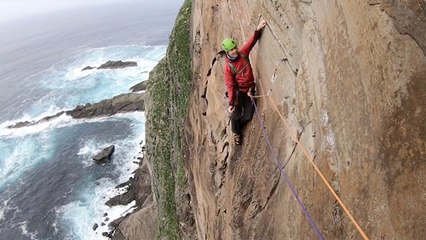 Climbers Make Treacherous Route Up Scotland Cliff