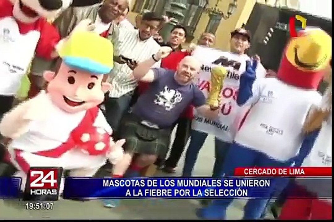 Recordadas mascotas de los Mundiales armaron la previa en el Centro de Lima