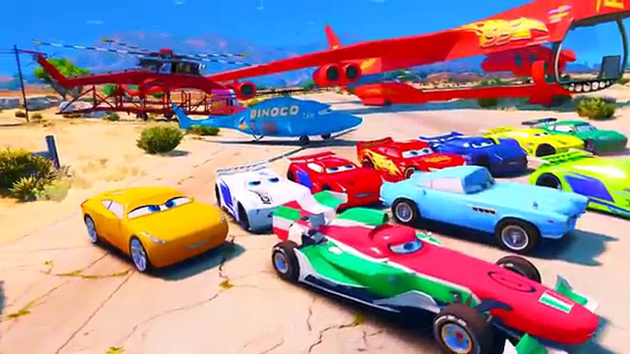 Spiderman And McQueen Cargo Plane Cars 3 Jackson Storm Colors Cruz Ramirez Mack Truck Mater Dinoco