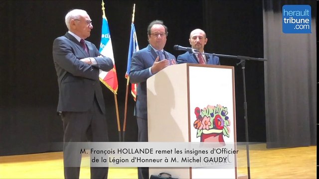 FLORENSAC - Remise Légion d'honneur à Michel Gaudy par Francois Hollande