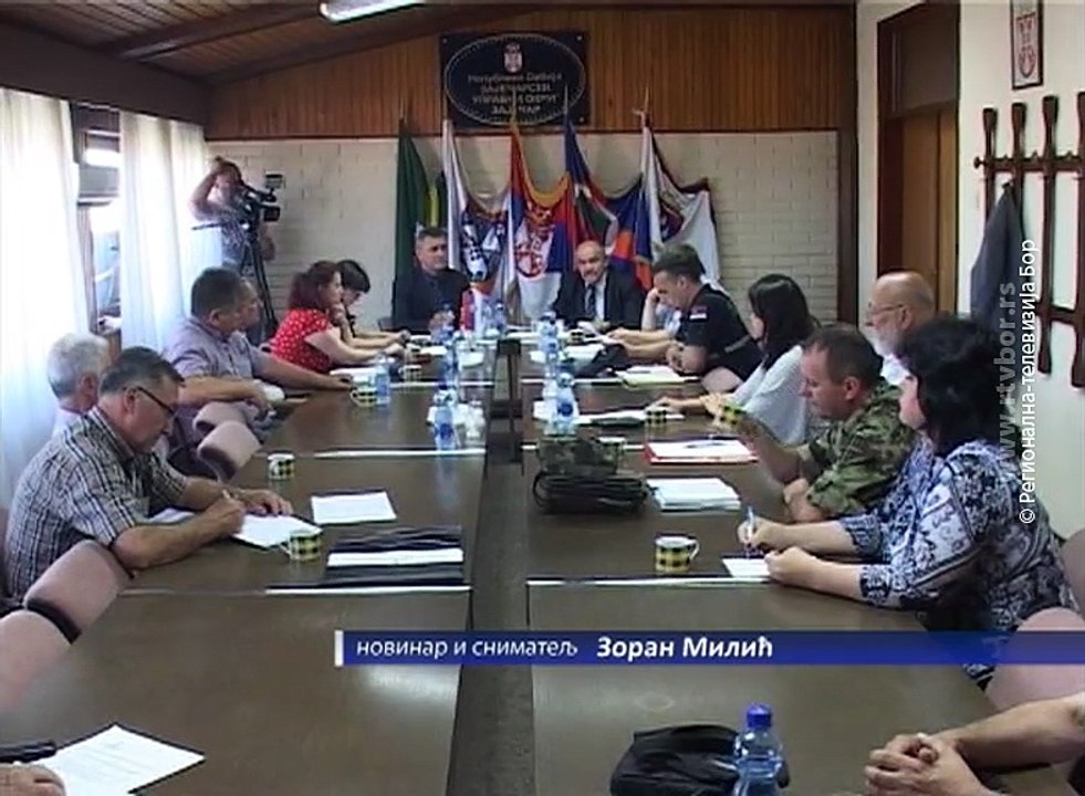 Zasedao Okružni Štab za vanredne situacije u Zaječaru, 30.maj 2018. (RTV Bor)
