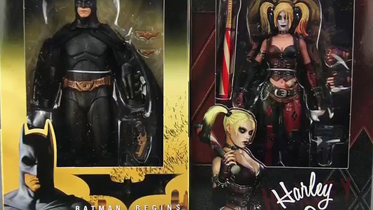 NECA DC Comics 7 Batman Begins Batman & Arkham City Harley Quinn Figures Review