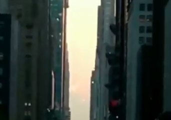 Cloud Blocks Sunset for First Night of Manhattanhenge