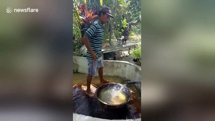 Local sets fire to fountain full of natural gas in southern Philippines