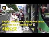 chinese bride drive bus and take his groom to wedding