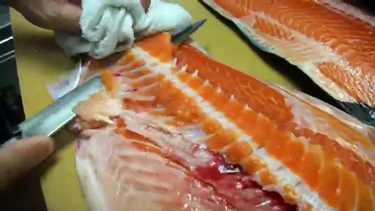 How To Fillet a Whole Salmon - How To Make Sushi Series