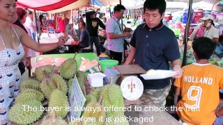 How to Cut a Durian Fruit - Thailand Street Food - Thai Street Food