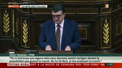 Aitor Esteban anuncia que el PNB dóna suport a la moció per a tombar Rajoy