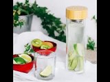[- Tea Infuser and Fruit Infused Glass Water Bottle | Plastic Free, BPA Safe, Portable and Refillab